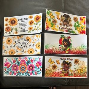 UV DTF Cup Wraps - Colorful Juneteenth and Floral Art Prints